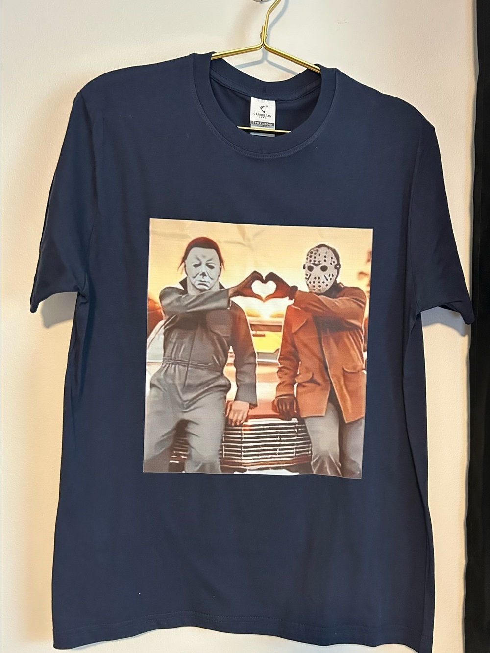 Caribbean Navy Graphic Short-Sleeve Tee with Horror Duo Print